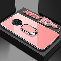 Coque Rebord Contour Silicone et Vitre Miroir Housse Etui avec Support Bague Anneau Magnetique pour Vivo Nex 3S Rose