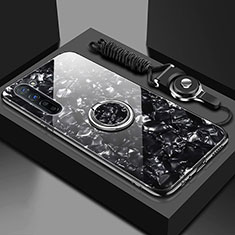 Coque Rebord Contour Silicone et Vitre Miroir Housse Etui avec Support Bague Anneau Magnetique T01 pour Oppo Find X2 Lite Noir