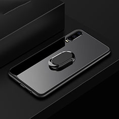 Coque Rebord Contour Silicone et Vitre Miroir Housse Etui avec Support Bague Anneau pour Huawei P30 Noir