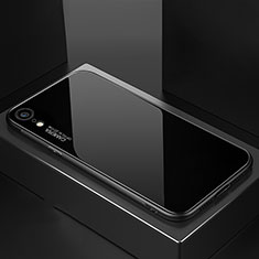 Coque Rebord Contour Silicone et Vitre Miroir Housse Etui Degrade Arc en Ciel A01 pour Apple iPhone XR Noir
