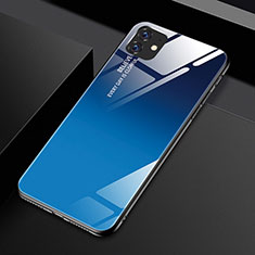 Coque Rebord Contour Silicone et Vitre Miroir Housse Etui Degrade Arc en Ciel H01 pour Apple iPhone 11 Bleu