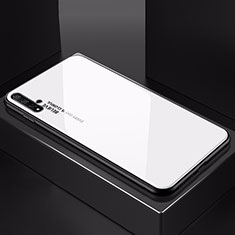 Coque Rebord Contour Silicone et Vitre Miroir Housse Etui Degrade Arc en Ciel H01 pour Huawei Honor 20 Blanc