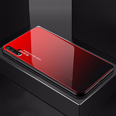 Coque Rebord Contour Silicone et Vitre Miroir Housse Etui Degrade Arc en Ciel H01 pour Huawei Honor 20 Rouge