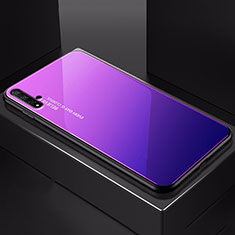 Coque Rebord Contour Silicone et Vitre Miroir Housse Etui Degrade Arc en Ciel H01 pour Huawei Honor 20 Violet