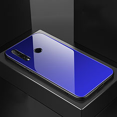 Coque Rebord Contour Silicone et Vitre Miroir Housse Etui Degrade Arc en Ciel H01 pour Huawei Honor 20E Bleu