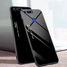 Coque Rebord Contour Silicone et Vitre Miroir Housse Etui Degrade Arc en Ciel H01 pour Huawei Honor V20 Noir
