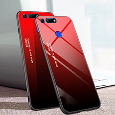 Coque Rebord Contour Silicone et Vitre Miroir Housse Etui Degrade Arc en Ciel H01 pour Huawei Honor V20 Rouge