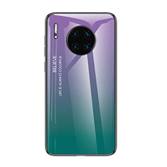 Coque Rebord Contour Silicone et Vitre Miroir Housse Etui Degrade Arc en Ciel H01 pour Huawei Mate 30 5G Violet