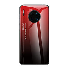 Coque Rebord Contour Silicone et Vitre Miroir Housse Etui Degrade Arc en Ciel H01 pour Huawei Mate 30 Pro Rouge