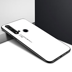 Coque Rebord Contour Silicone et Vitre Miroir Housse Etui Degrade Arc en Ciel H01 pour Huawei P20 Lite (2019) Blanc