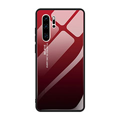 Coque Rebord Contour Silicone et Vitre Miroir Housse Etui Degrade Arc en Ciel H01 pour Huawei P30 Pro New Edition Rouge