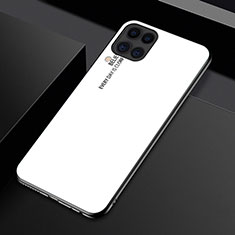 Coque Rebord Contour Silicone et Vitre Miroir Housse Etui Degrade Arc en Ciel H01 pour Huawei P40 Lite Blanc