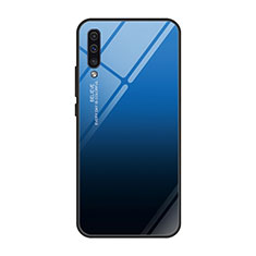 Coque Rebord Contour Silicone et Vitre Miroir Housse Etui Degrade Arc en Ciel H01 pour Samsung Galaxy A70 Bleu