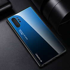 Coque Rebord Contour Silicone et Vitre Miroir Housse Etui Degrade Arc en Ciel H01 pour Samsung Galaxy Note 10 Plus Bleu