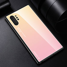 Coque Rebord Contour Silicone et Vitre Miroir Housse Etui Degrade Arc en Ciel H01 pour Samsung Galaxy Note 10 Plus Rose