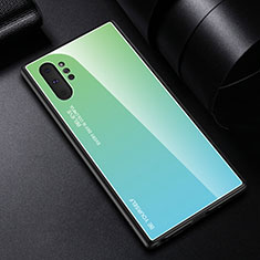 Coque Rebord Contour Silicone et Vitre Miroir Housse Etui Degrade Arc en Ciel H01 pour Samsung Galaxy Note 10 Plus Vert