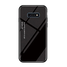 Coque Rebord Contour Silicone et Vitre Miroir Housse Etui Degrade Arc en Ciel H01 pour Samsung Galaxy S10e Noir