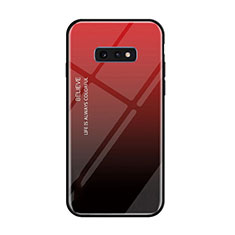 Coque Rebord Contour Silicone et Vitre Miroir Housse Etui Degrade Arc en Ciel H01 pour Samsung Galaxy S10e Rouge