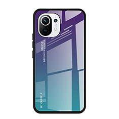Coque Rebord Contour Silicone et Vitre Miroir Housse Etui Degrade Arc en Ciel H01 pour Xiaomi Mi 11 Lite 4G Mixte