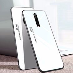 Coque Rebord Contour Silicone et Vitre Miroir Housse Etui Degrade Arc en Ciel H01 pour Xiaomi Mi 9T Blanc