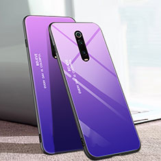 Coque Rebord Contour Silicone et Vitre Miroir Housse Etui Degrade Arc en Ciel H01 pour Xiaomi Mi 9T Pro Violet