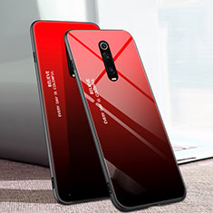 Coque Rebord Contour Silicone et Vitre Miroir Housse Etui Degrade Arc en Ciel H01 pour Xiaomi Mi 9T Rouge