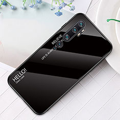 Coque Rebord Contour Silicone et Vitre Miroir Housse Etui Degrade Arc en Ciel H01 pour Xiaomi Mi Note 10 Noir