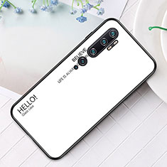 Coque Rebord Contour Silicone et Vitre Miroir Housse Etui Degrade Arc en Ciel H01 pour Xiaomi Mi Note 10 Pro Blanc