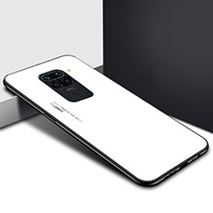 Coque Rebord Contour Silicone et Vitre Miroir Housse Etui Degrade Arc en Ciel H01 pour Xiaomi Redmi Note 9 Blanc