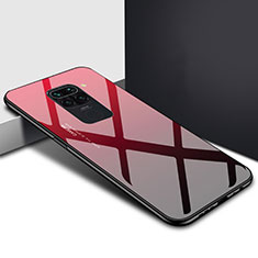 Coque Rebord Contour Silicone et Vitre Miroir Housse Etui Degrade Arc en Ciel H01 pour Xiaomi Redmi Note 9 Rouge