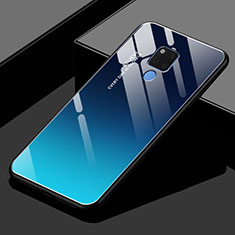 Coque Rebord Contour Silicone et Vitre Miroir Housse Etui Degrade Arc en Ciel H02 pour Huawei Mate 20 X 5G Bleu