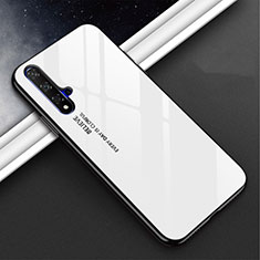 Coque Rebord Contour Silicone et Vitre Miroir Housse Etui Degrade Arc en Ciel H02 pour Huawei Nova 5 Pro Blanc