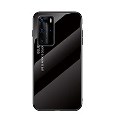 Coque Rebord Contour Silicone et Vitre Miroir Housse Etui Degrade Arc en Ciel H02 pour Huawei P40 Pro Noir