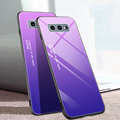 Coque Rebord Contour Silicone et Vitre Miroir Housse Etui Degrade Arc en Ciel H02 pour Samsung Galaxy S10e Violet