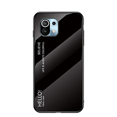Coque Rebord Contour Silicone et Vitre Miroir Housse Etui Degrade Arc en Ciel H02 pour Xiaomi Mi 11 5G Noir