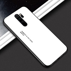 Coque Rebord Contour Silicone et Vitre Miroir Housse Etui Degrade Arc en Ciel H02 pour Xiaomi Redmi Note 8 Pro Blanc