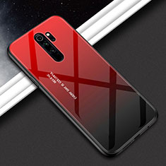 Coque Rebord Contour Silicone et Vitre Miroir Housse Etui Degrade Arc en Ciel H02 pour Xiaomi Redmi Note 8 Pro Rouge