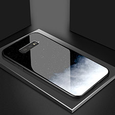 Coque Rebord Contour Silicone et Vitre Miroir Housse Etui Degrade Arc en Ciel H03 pour Samsung Galaxy S10e Noir