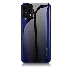 Coque Rebord Contour Silicone et Vitre Miroir Housse Etui Degrade Arc en Ciel JM1 pour Xiaomi Poco F5 5G Bleu Royal