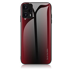 Coque Rebord Contour Silicone et Vitre Miroir Housse Etui Degrade Arc en Ciel JM1 pour Xiaomi Poco F5 5G Rouge