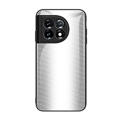 Coque Rebord Contour Silicone et Vitre Miroir Housse Etui Degrade Arc en Ciel JM2 pour OnePlus 11 5G Blanc