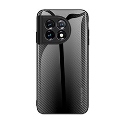 Coque Rebord Contour Silicone et Vitre Miroir Housse Etui Degrade Arc en Ciel JM2 pour OnePlus 11 5G Noir