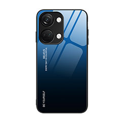 Coque Rebord Contour Silicone et Vitre Miroir Housse Etui Degrade Arc en Ciel JM2 pour OnePlus Ace 2V 5G Bleu