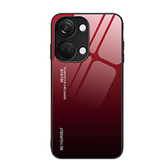 Coque Rebord Contour Silicone et Vitre Miroir Housse Etui Degrade Arc en Ciel JM2 pour OnePlus Ace 2V 5G Rouge