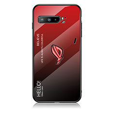 Coque Rebord Contour Silicone et Vitre Miroir Housse Etui Degrade Arc en Ciel LS1 pour Asus ROG Phone 3 Rouge
