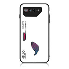 Coque Rebord Contour Silicone et Vitre Miroir Housse Etui Degrade Arc en Ciel LS1 pour Asus ROG Phone 7 Pro Blanc