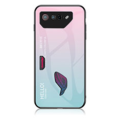 Coque Rebord Contour Silicone et Vitre Miroir Housse Etui Degrade Arc en Ciel LS1 pour Asus ROG Phone 7 Pro Cyan