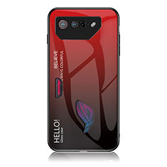 Coque Rebord Contour Silicone et Vitre Miroir Housse Etui Degrade Arc en Ciel LS1 pour Asus ROG Phone 7 Pro Rouge