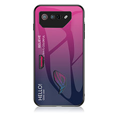 Coque Rebord Contour Silicone et Vitre Miroir Housse Etui Degrade Arc en Ciel LS1 pour Asus ROG Phone 7 Ultimate Rose Rouge