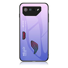 Coque Rebord Contour Silicone et Vitre Miroir Housse Etui Degrade Arc en Ciel LS1 pour Asus ROG Phone 7 Ultimate Violet Clair